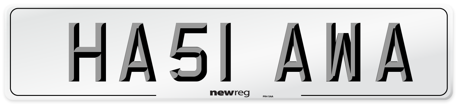 HA51 AWA Number Plate from New Reg